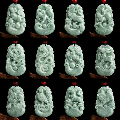 12 Sternzeichen Natur Jade Jadeit Anhänger Sternzeichen Anhänger Jade Ornamente