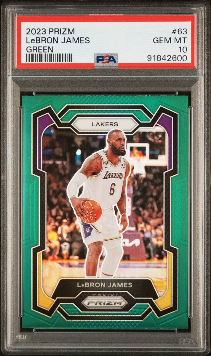 LeBRON JAMES PSA 10 GEM MINT 2023-2024 PANINI PRIZM GREEN LeBRON JAMES PSA 10 GEM MINT 2023-2024 PANINI PRIZM GREEN