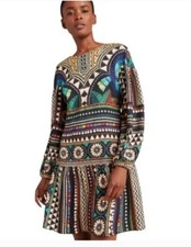 Farm Rio by Anthro Carlotta Abstract Tunic Dress Boho Preppy XS Pullover Short