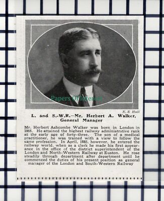 C6058) Mr Herbert A Walker London & South Western Railway - 1914 KLEINER Zuschnitt