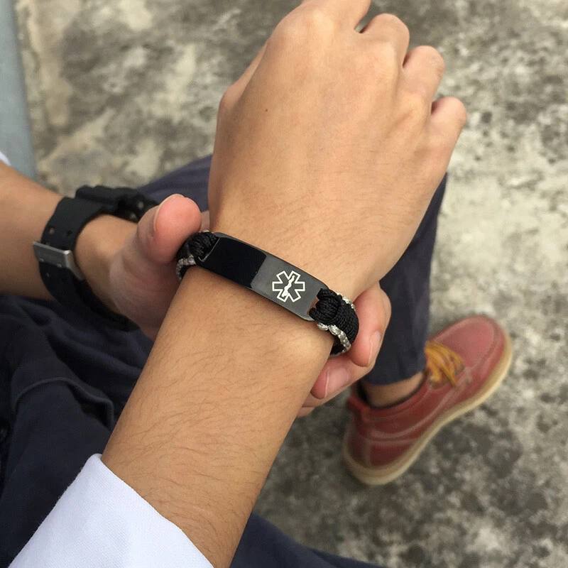 VNOX Custom Engraving Handmade Braided Rope Adjustable MedicalAlert ID Bracelet - Image 3 of 4