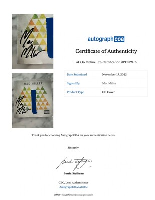 MAC MILLER SIGNED BLUE SLIDE PARK CD AUTOGRAPHED - COA | eBay