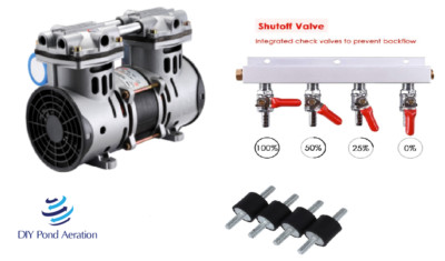 NEW HIGH cfm-4.94 Rocking Piston Pond Lake Aerator Pump +4way Valve Mounts 3/4HP
