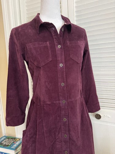 Laura Ashley Women's Burgundy Corduroy Western Midi Dress Size S Prairie Modest - Picture 3 of 23