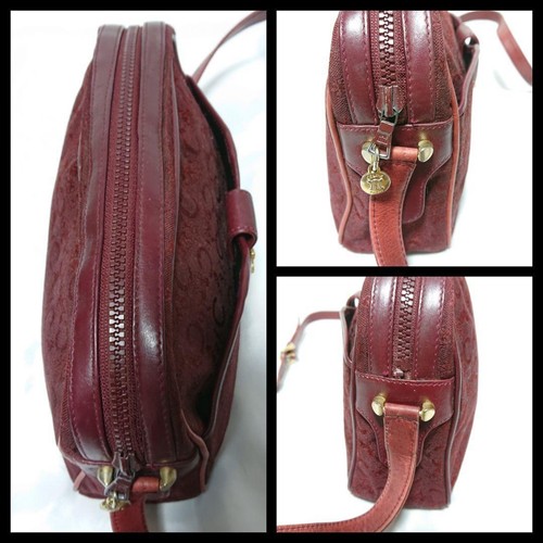 Celine Shoulder Bag Canvas Jacquard Sulky/C Macadam Carriage Crossbody Bordeaux - Picture 4 of 24