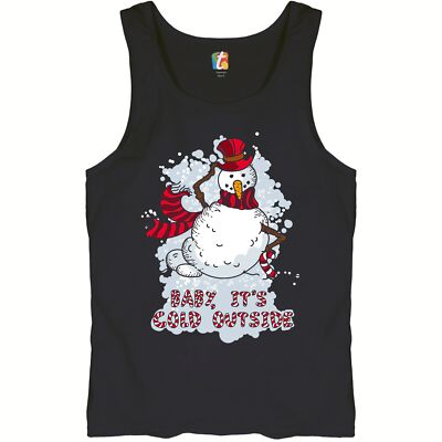 Baby, It's Cold Outside Tank Top Merry Christmas Snowman Candy Cane Men's Top