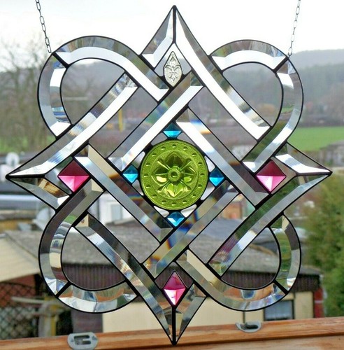 Bleiverglasung Facetten - Fensterbild keltisches Motiv mit Pressglas in Tiffany - Bild 10 von 12