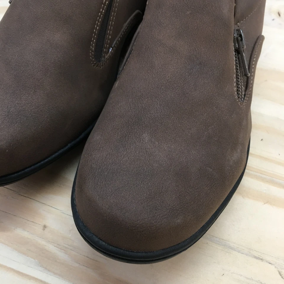 Mocasín Hush Puppies para mujer 8,5 W marrón estilo suave sin cordones cremallera cuero informal Foto 4 de 4