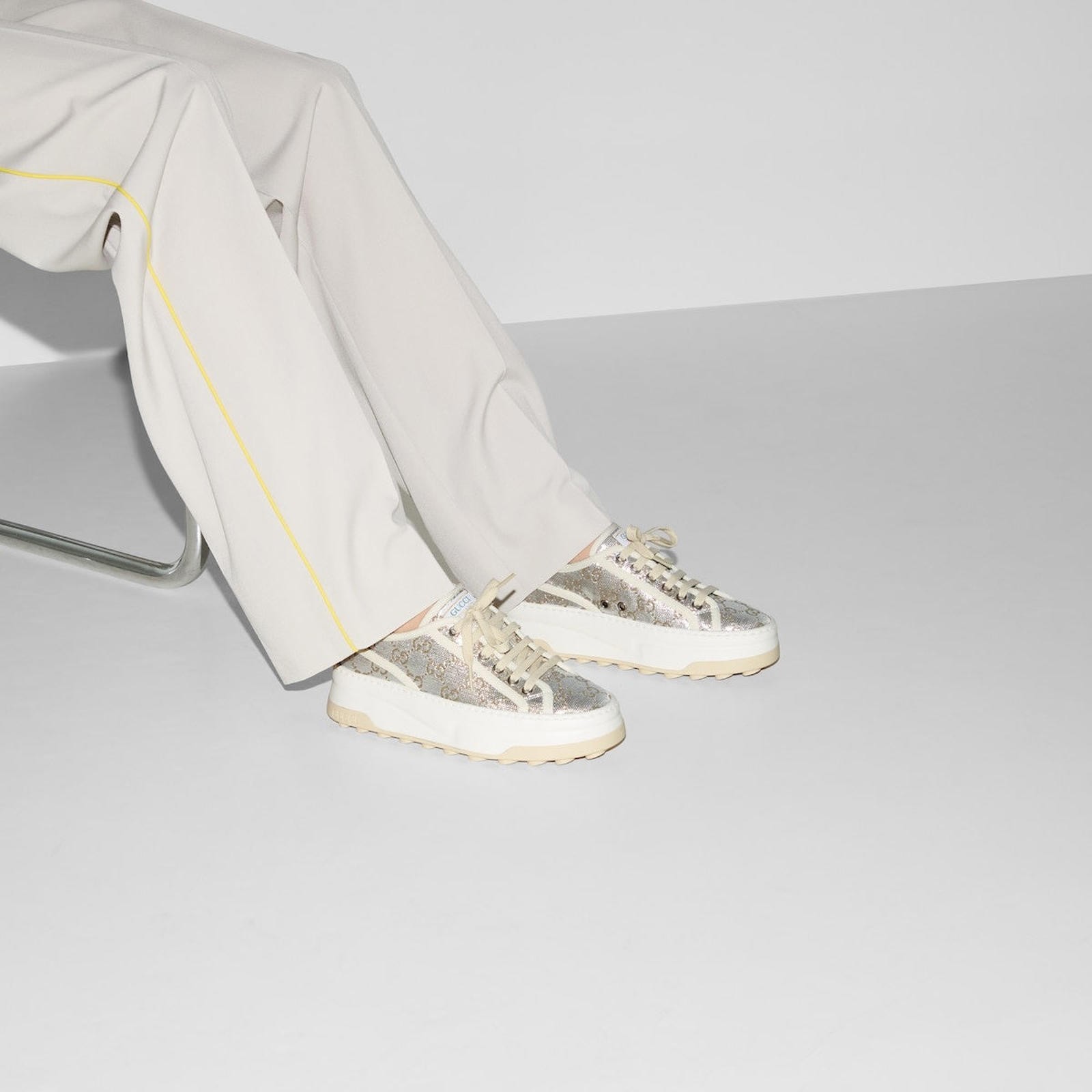 Gucci Metallic silver GG Sneakers SIZE 39 thumbnail 4