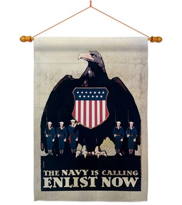 Calling Enlist Now House Flag Dowel Set Armed Forces Navy USN Seabee United S...