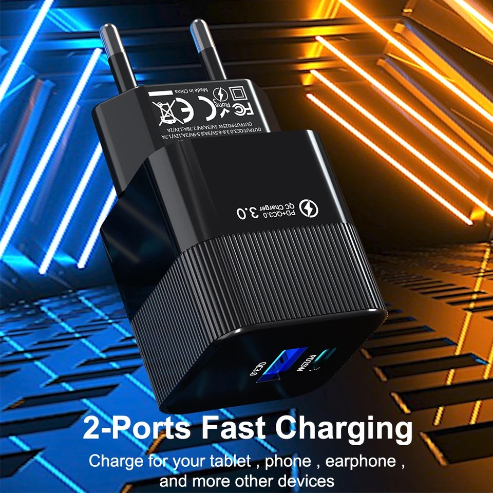 Maleyin 25W Schnell Ladeadapter USB-C + USB-A Ladegerät Netzteil Poweradapter - Bild 2 von 4