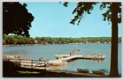 Postcard Boat Dock Pier Browns Lake Resort Burlington Wisconsin 1962