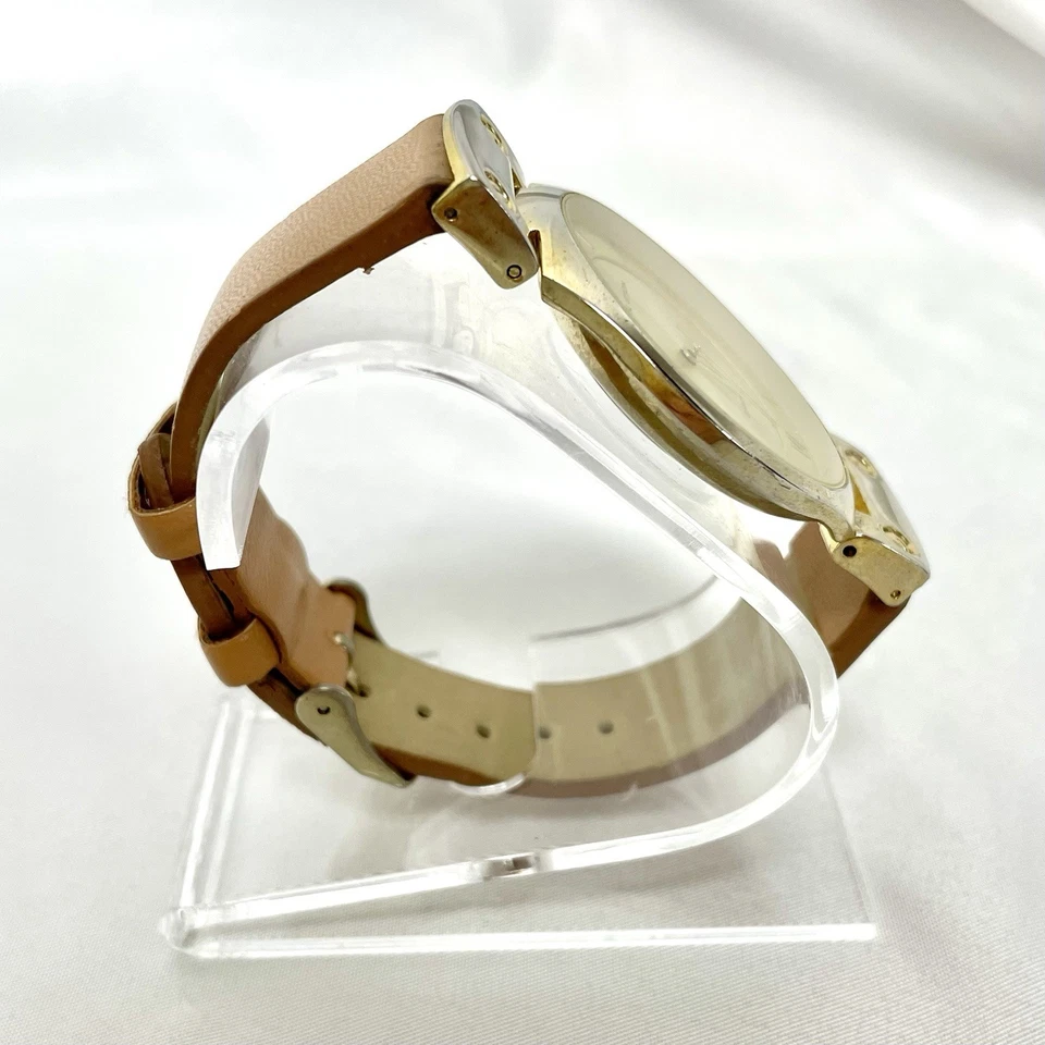 Adrienne Vittadini ADD9553 Gold Tone Quartz  Watch Tan Band NEW BATTERY Foto 3 de 4