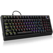 HUO JI 96 Mechanical Gaming Keyboard Wired, LED Backlit, Liner Red Switch  ...