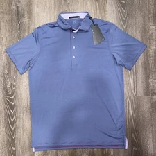 Greyson Golf Polo Men’s Striped Performance Shirt Size Medium Blue Regular NWT
