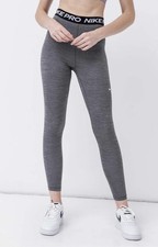 Nike Pro Womens 365 High Rise 7/8 Length Gray Black Leggings DA0483 011 Medium