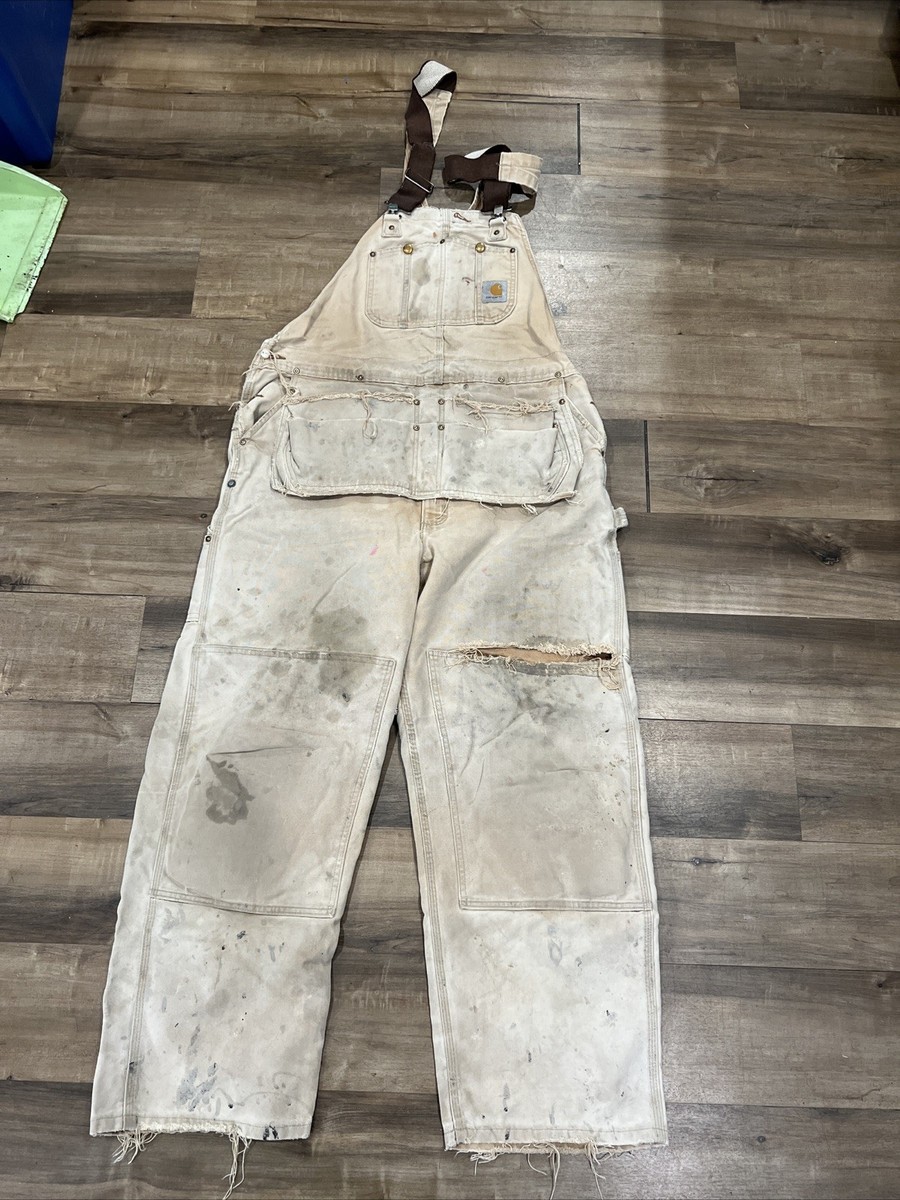 Vintage Carhartt Brown Bib Overalls W/Nail Apron Carpenter Duck