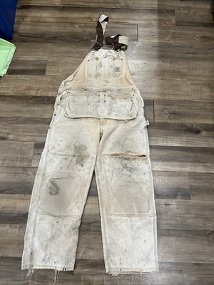 Vintage Carhartt Brown Bib Overalls W/Nail Apron Carpenter Duck