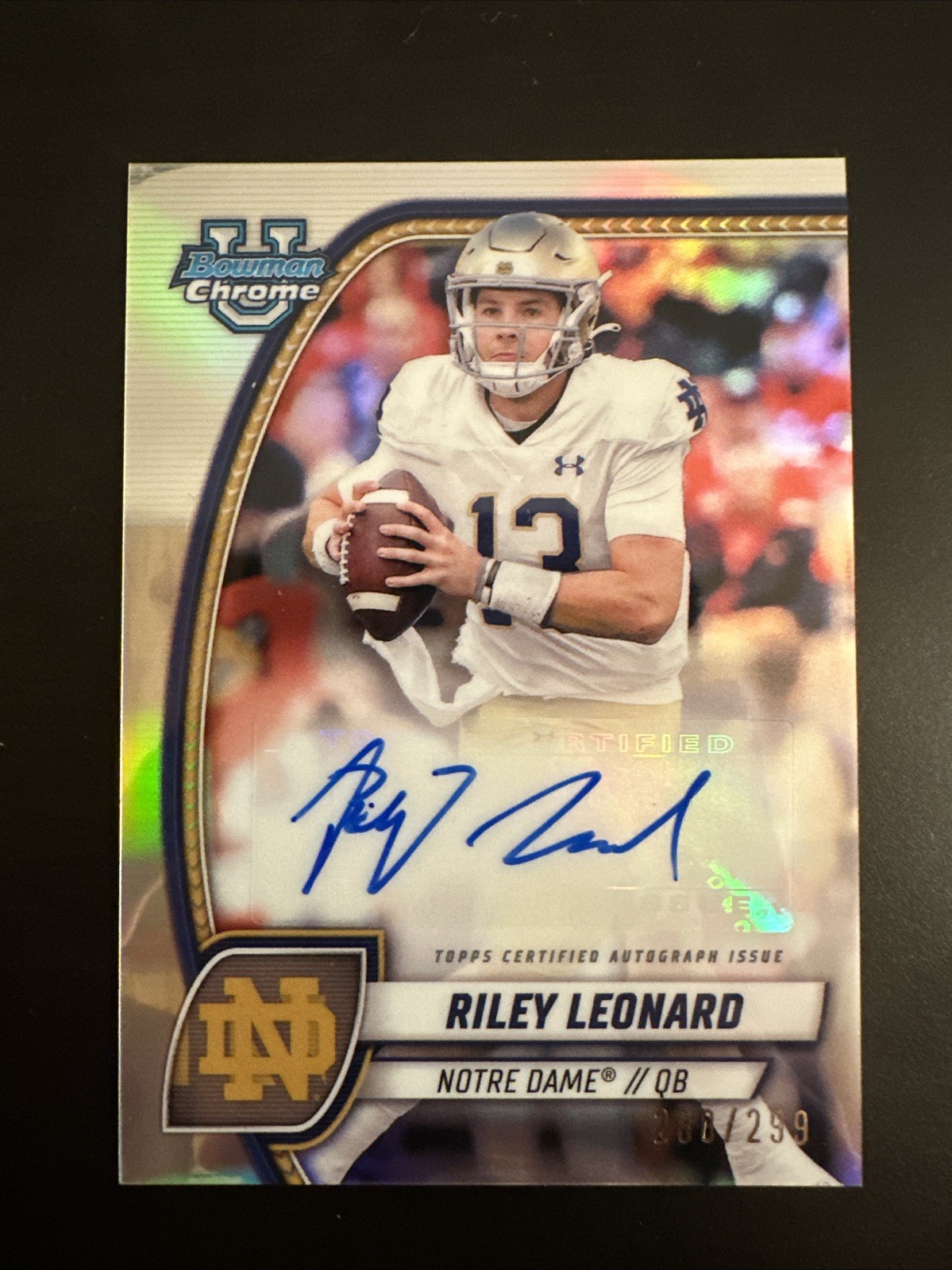 2024 Bowman University Chrome Riley Leonard Refractor Auto /299 #PA-RLE