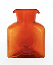 Blenko Glass Handmade Glass 384 Water Bottle in Tangerine Signed