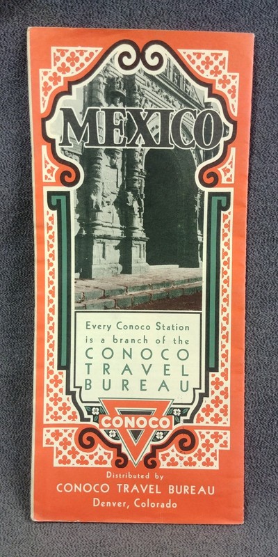 1935 Conoco Travel Bureau Mexico Booklet Hotel Sports Picture Ad Vintage M67