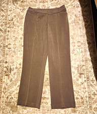 Investments Women's Brown Solid Dress Pants Straight Leg Flat Front Regular 8