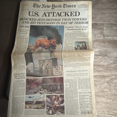 9/11 Newspaper Front Page Lot: The New York Times & The Star-Ledger