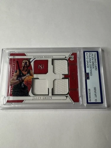 2021 Jalen Green National Treasures Rookie Quad Patch Auto /99 PSA/DNA GEM MT 10