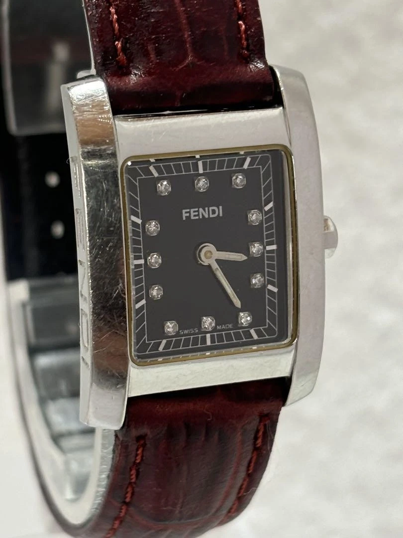 Orologio FENDI Classico 7000L Quarzo Donna Quadrante Nero 12P Diamante Vintage Funzionante