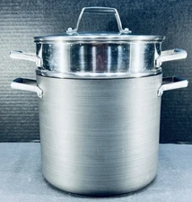 Calphalon Select 8qt 808 Anodized Stainless Multipot wStrainer Insert & Lid READ