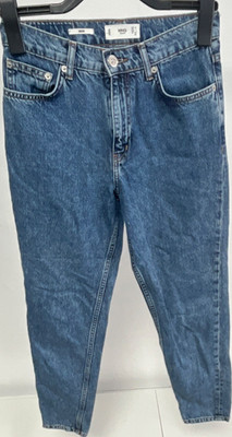 MNG Denim Mom Jeans Blau Gr. 34 Schrittlänge 72 cm Five-Pocket Knopf