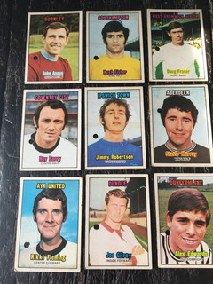 a & bc Scottish green back football cards 1970 x 9