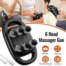 Six-Head Percussion Massage Gun Electric Muscle Massager USB Rechargeable New UK