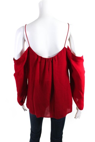 Artelier Nicole Miller Womens Off Shoulder Split Neck Top Blouse Red Size Small - Picture 3 of 6