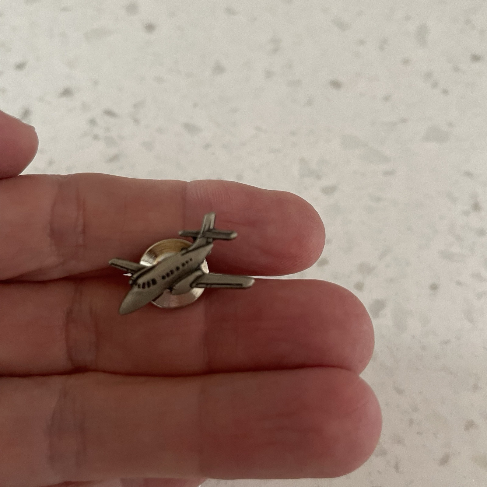 Silver Gray  Airplane Pin Lapel Toe Tack