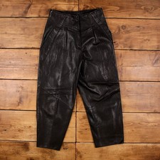 Vintage George Kiss By Maryse Roye Leather Trousers Pants 30x27 Womens 80s Black