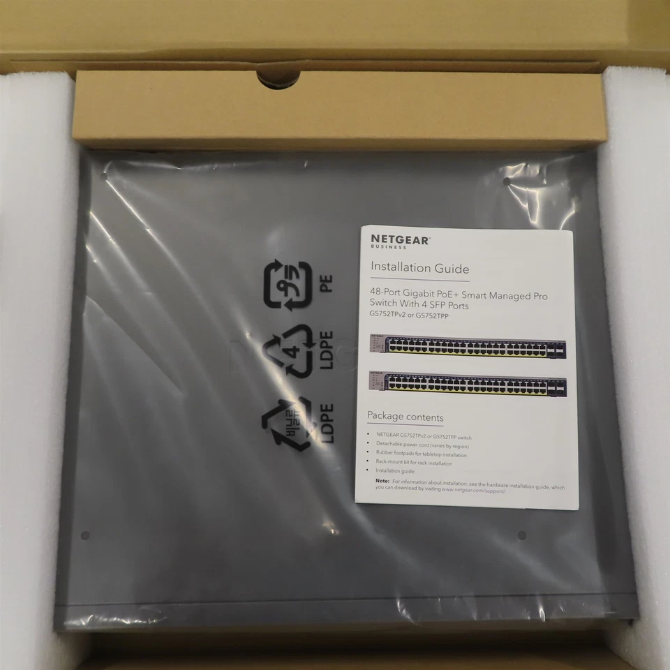 Netgear Prosafe GS752TPP-100NAS Gig Stackable Smart 48 port PoE switch 4 SFP  - Image 3 of 4