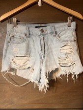Aeropostale Women's Vintage High-rise Shorty Cut Off Denim Shorts Size 2