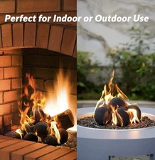 Skyflame Ceramic Fire Balls, Set of 15 Round Fire Stones Set