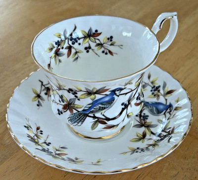 Royal Albert Woodland Series Tea Cup and Saucer Bluejay