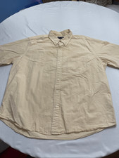 Lands End Men s Vintage Yellow Seersucker Short Sleeve Button Down Shirt Size XL