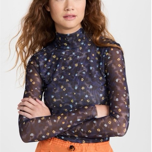 NEW Baum und Pferdgarten Blue Floral Jodi Mesh Turtleneck M