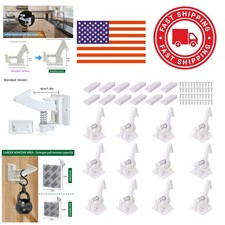 12 Pack Child Safety Cabinet Locks Easy Installation Adhesive No Drilling White