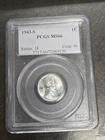 1943 S 1c Lincoln Steel Wheat Cent PCGS Graded MS 66 MS66 NICE