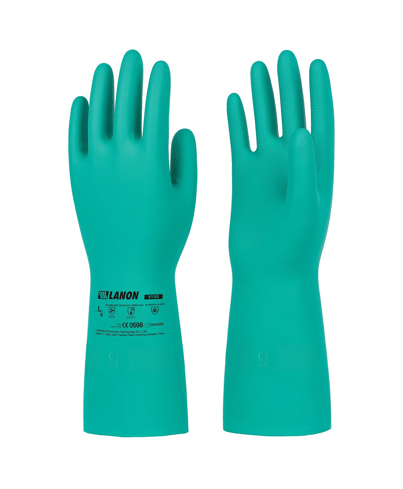 Gants résistants aux produits chimiques en nitrile LANON noirs taille L lot de 3 paires