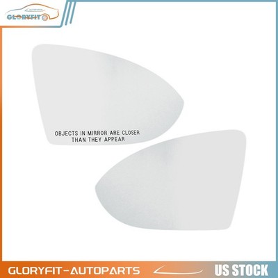 Door View Mirrors Glass W/Plate LH&RH Side Chrome Heated For 13- V.W. Golf 7