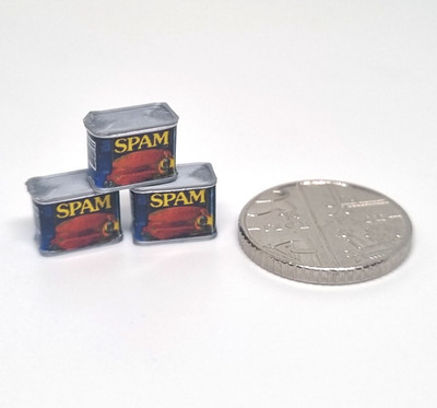 Puppenstube Miniatur Handarbeit Maßstab 1:12 Spam Dosen x 3 Konserven
