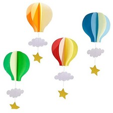Colorful Hot Air Balloon Hanging Paper Decoration 4pack - Large Hot Air