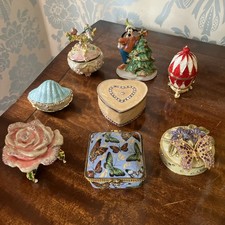 JOB LOT OF 8 ENAMEL/METAL HINGED BEJEWELLED TRINKET BOXES