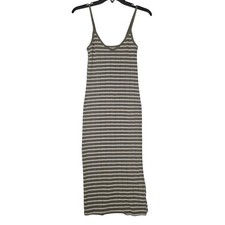 Wild Fable Ribbed Knit Bodycon Midi Dress Womens XS Olive Striped